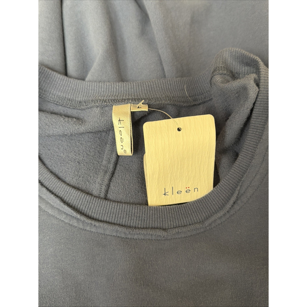 NWT Kleen Blue Long Sleeve Kangaroo Pocket High Low Hem Tunic Top #0726 SZ Large - Picture 9 of 9